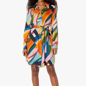 Velvet Graham & Spencer XL Abstract Print Shirt Dress Tie Waist Viscose